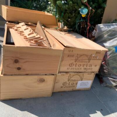 117.  Lot of 8 wooden wine shipping boxes