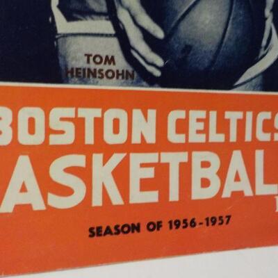 '1956 - 1957 Boston Celtics Basketball season program." " Tom Heinsohn
