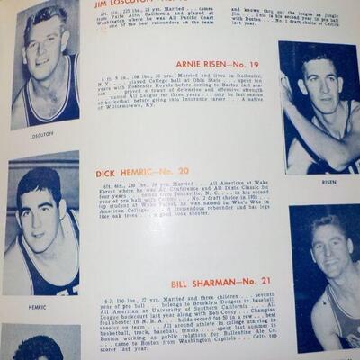 '1956 - 1957 Boston Celtics Basketball season program." " Tom Heinsohn