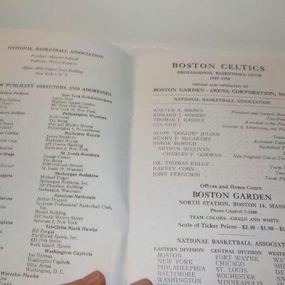 ' 1949 and 1950 Boston Celtics Official Press and Radio Guide.