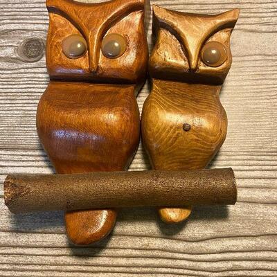 W53: Custom MCM Wood Craft Wall Art Owls and Butterflies