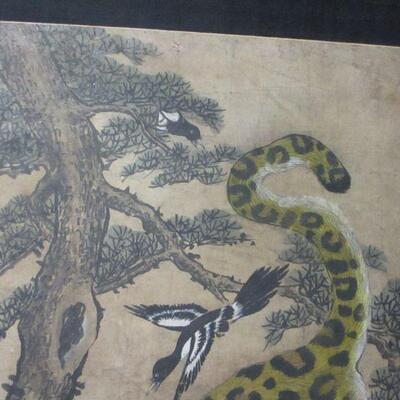 Lot 60 - Vintage Asian Leopard Double Panel Screen