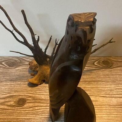P105: Wood Carved Eagle, Bear, and Ocean Root