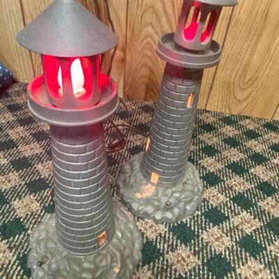 P106:  Large Pewter Lighthouses w/Blinking lights