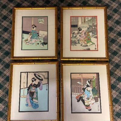 P115:  Woodblock Prints (4) Maiko Girls Sadanobu Hasegana