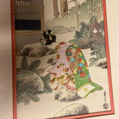 P115:  Woodblock Prints (4) Maiko Girls Sadanobu Hasegana