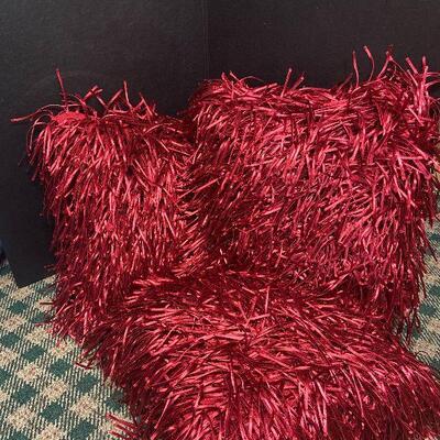 P116: Cynthia Rowley Trio of Ruby Red Decorative Pillows