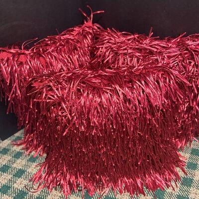 P116: Cynthia Rowley Trio of Ruby Red Decorative Pillows