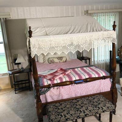 Lot 38 - Full Canopy Bed,  Side Tables and Home Decor