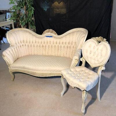 Lot 42 - Antique Settee and Chair