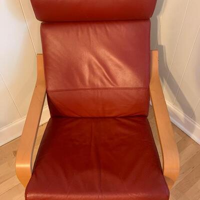 IKEA MCM Style Burgundy Chair and Matching Stool