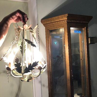 Lot 58 - Curio and Chandelier