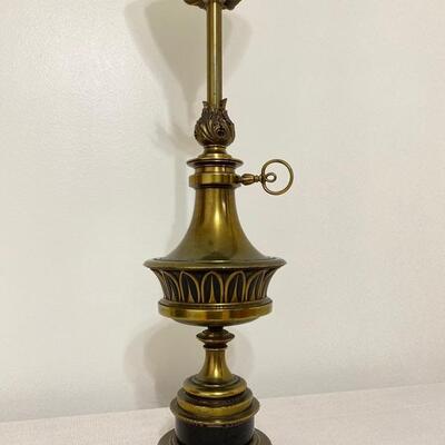 Tall 3-Way Brass Lamp With Glass Globe