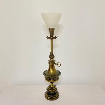Tall 3-Way Brass Lamp With Glass Globe