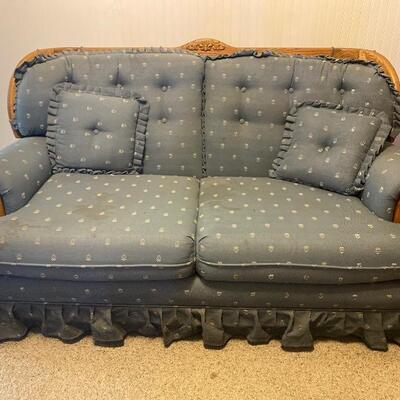 Vintage Country Blue Love Seat Couch