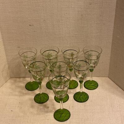 Set of 8 Handpainted Palm Tree Glasses