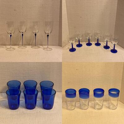 Assorted Sets of 20 Colbalt Blue Glasses