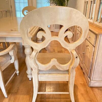 Off White/Cream in Color  Wood Dining Table with 6 Chairs * See Details 