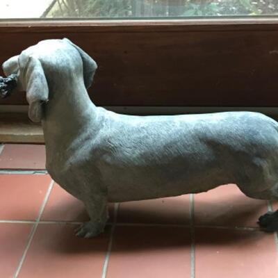 397:   Dachshund Statue and Claire Murray  Hooked Rug