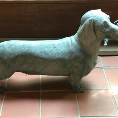 397:   Dachshund Statue and Claire Murray  Hooked Rug