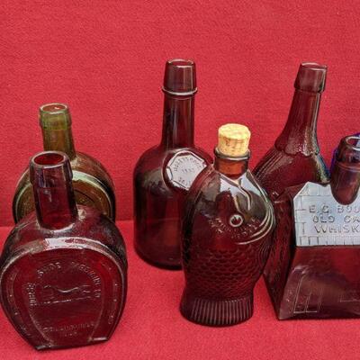 Antique whiskey bottle collection 