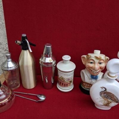 Vintage bar and decanter collectibles