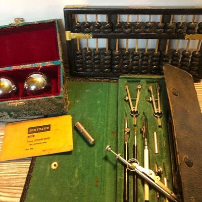 P126:  Abacus and Drafting Tools Lot