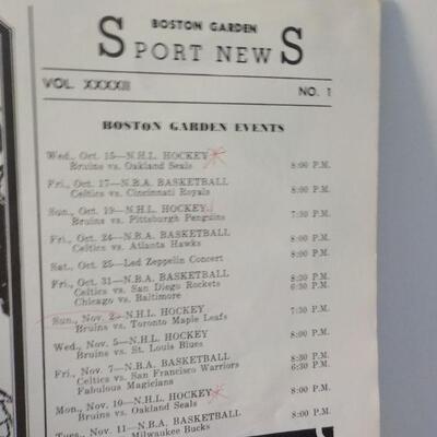 1969- 1970 Boston Bruins Hockey program.