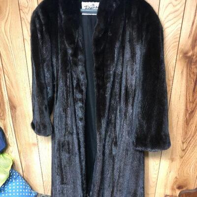 P136: Diane Furs Floor Length Black Mink Coat