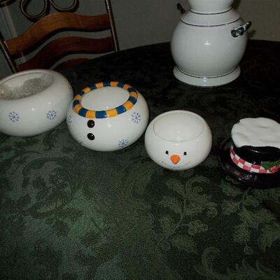 Festive Three Tier Snowman Cookie Jar