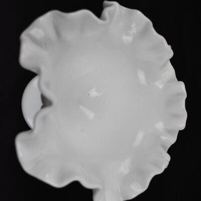White Glass Hobnail Candy Dish - Vintage