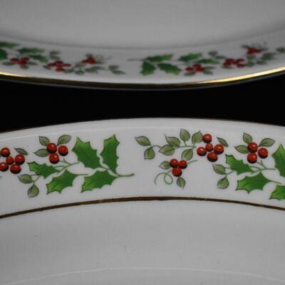 2 Christmas Plates/Platters, 9x12 Ovals by Gibson