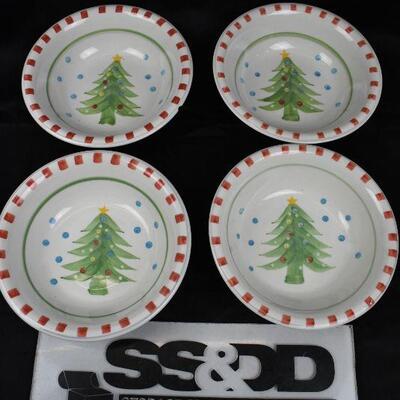 4 Christmas Bowls with Tree Design, by Gibson China