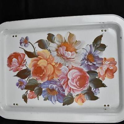 Metal Bed/Lap Tray, Floral Design - Vintage