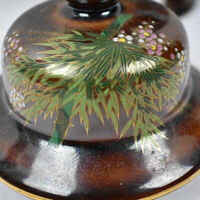 Brown Ceramic Porcelain Ginger Jar Urn Vase with Lid. Japanese - Vintage