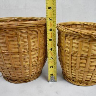 4 Brown Baskets/Planters, Round, no handles