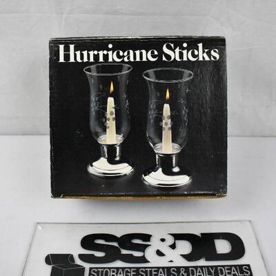 Silver Plated Hurricane Candle Sticks, with Box