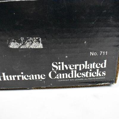 Silver Plated Hurricane Candle Sticks, with Box