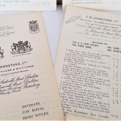 Lot #53  Antique Price Lists from J.B. Johnstone, Military Tailor & Outfitter