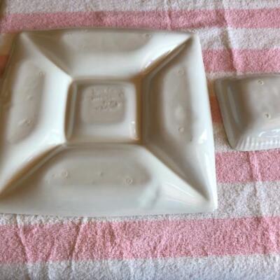 Whittier Potteries Divided Serving Plate with Removable Dip Bowl