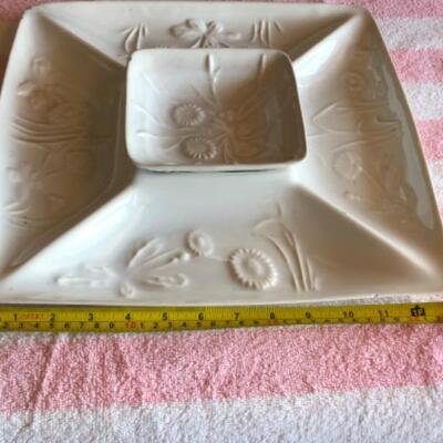 Whittier Potteries Divided Serving Plate with Removable Dip Bowl