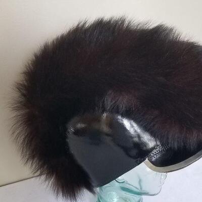 Lot #58  Leather Military Hat with Fur Trim - FANTASTIC