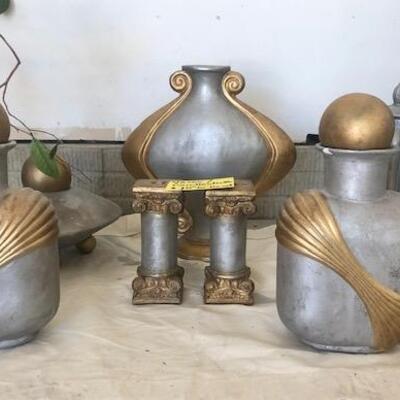 Silver and Gold decorative vases and candlesticks