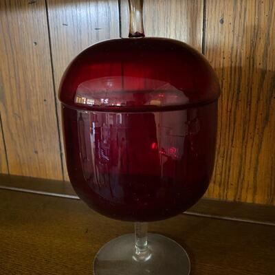 Cranberry Red Candy Jar
