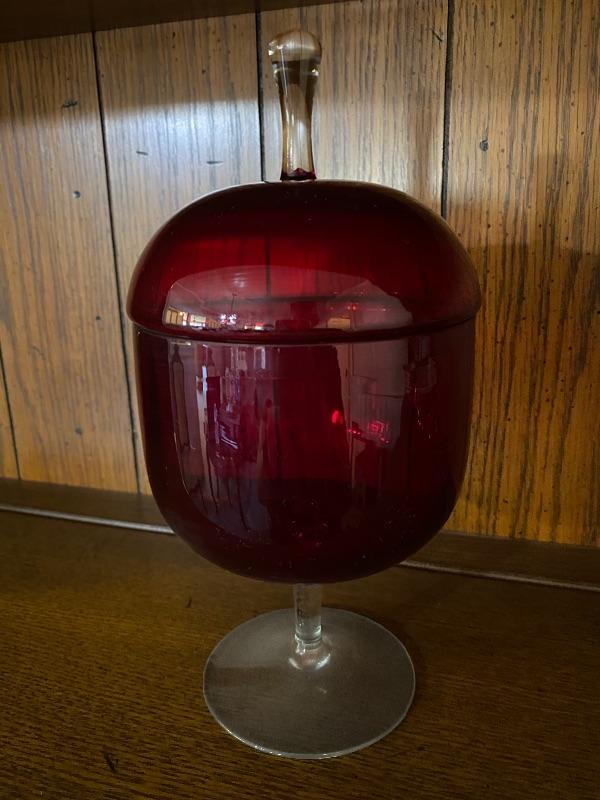 Cranberry Red Candy Jar