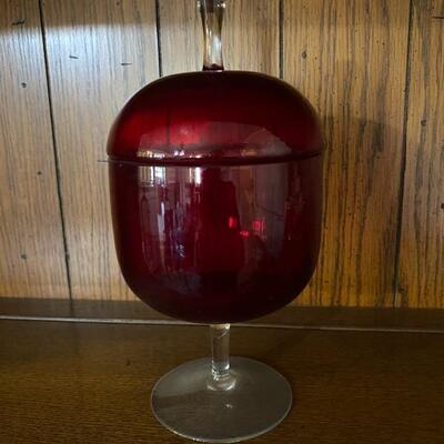 Cranberry Red Candy Jar