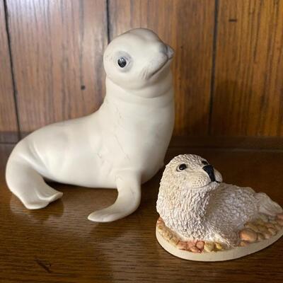 Pair of Baby Seal Figurines Cybis Porcelain