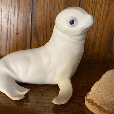 Pair of Baby Seal Figurines Cybis Porcelain