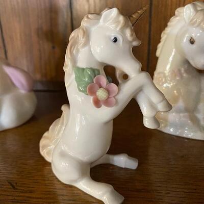 Three Unicorn Figurines