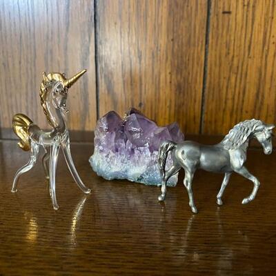 Miniature Figurine and Amethyst 